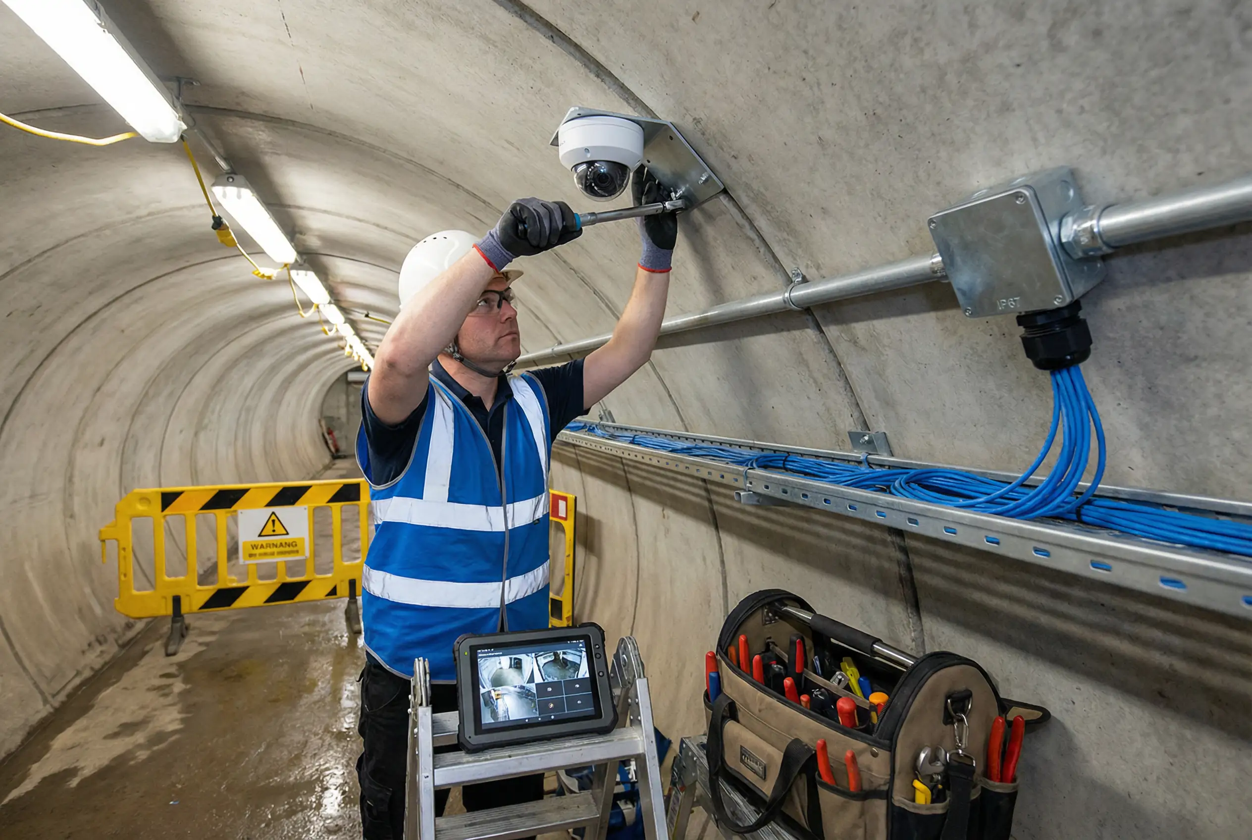 Professional Underground Security Camera Installation in Tunnel Environment