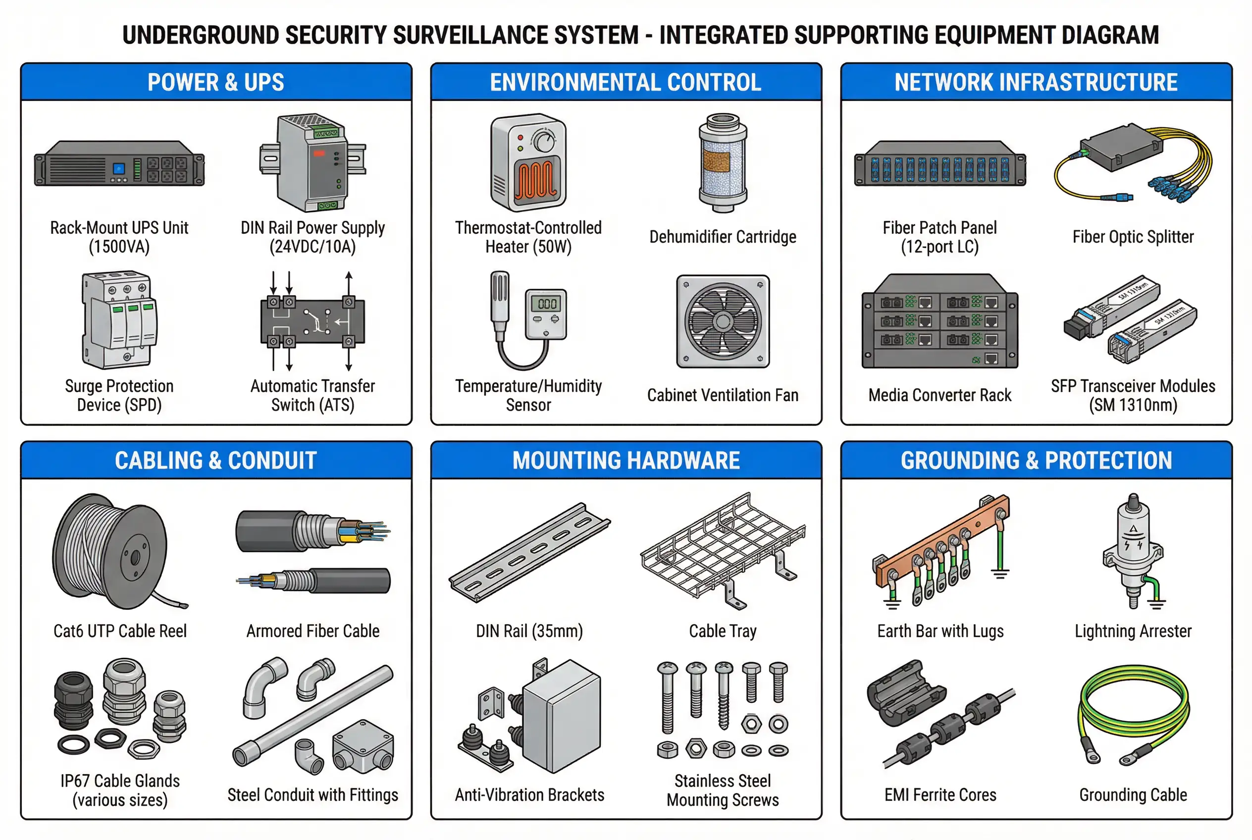 Integrated Supporting Equipment Diagram for Underground Security Surveillance